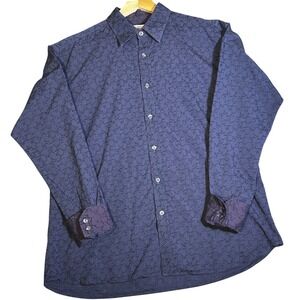 Ted Baker Endurance XL long sleeve 17 neck Blue Super Fine Cotton Flip Cuff